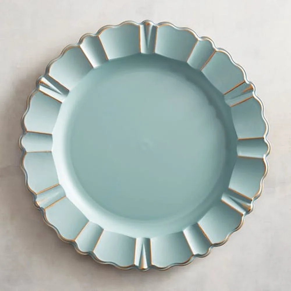 Blue Shell Charger Plate with Golden Detail