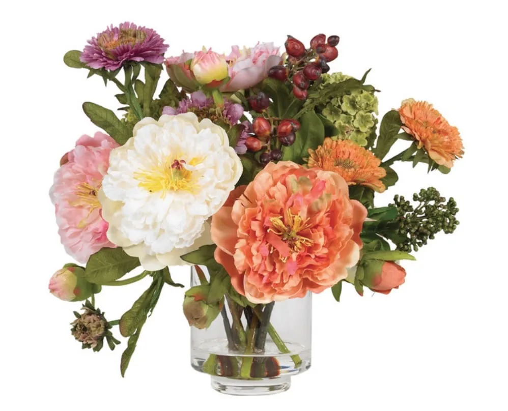 Nearly Natural 4689 Peony Silk Arrangement, Assorted