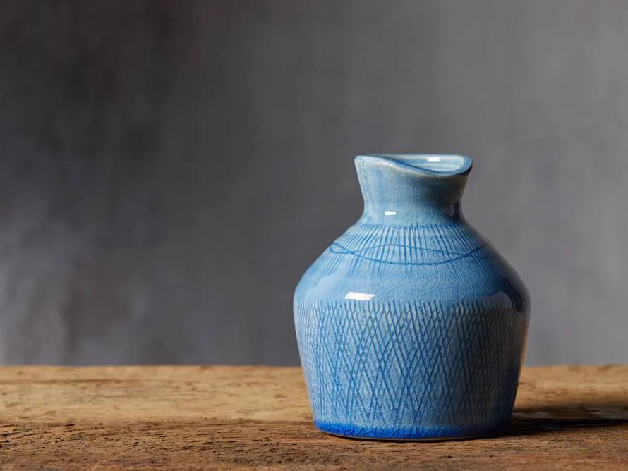 Sky Blue Crosshatch Vase