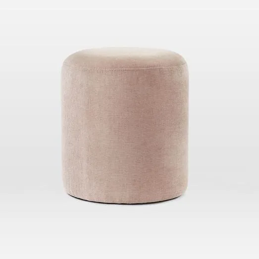 Auburn Ottoman, Olive, Distressed Velvet