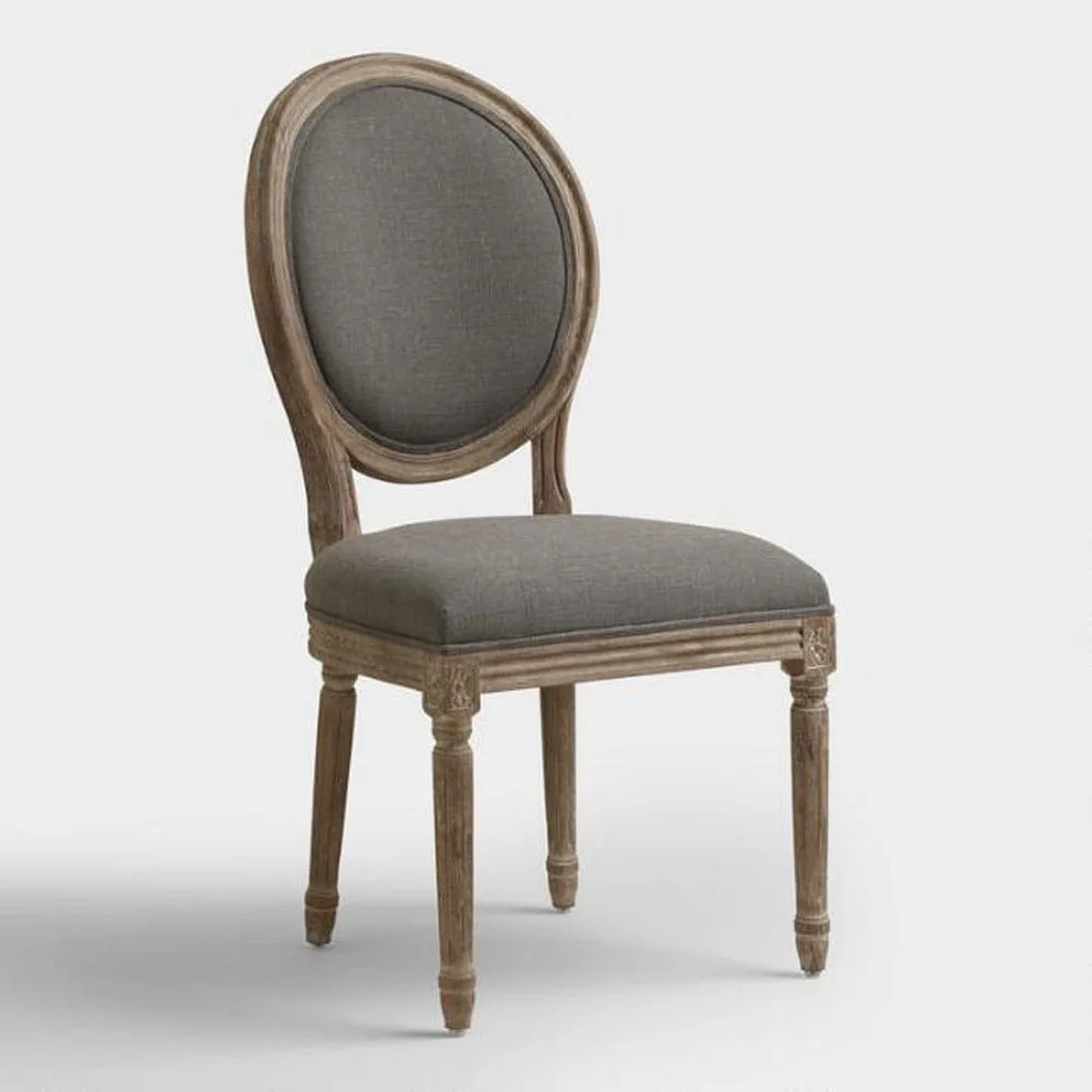 Charcoal Linen Paige Round-Back Dining Chairs Set Of 2