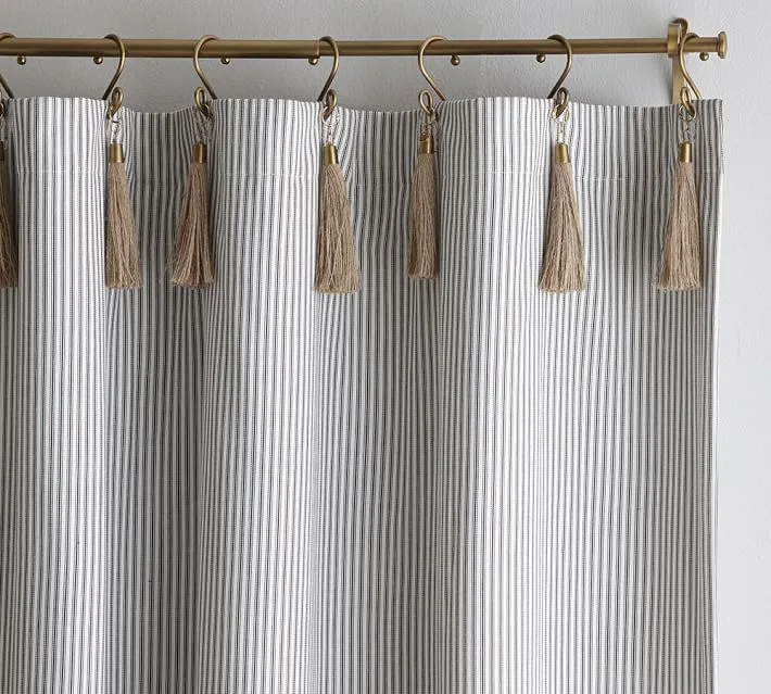 The Emily & Meritt Ticking Stripe Curtain With Hook And Tassel