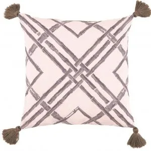 Bamboo Taupe with Taupe Tassels Outdoor Pillow
