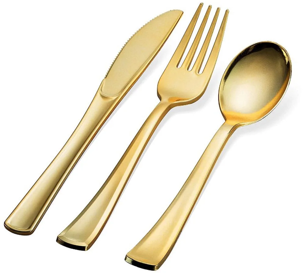 300 Gold Plastic Silverware Set
