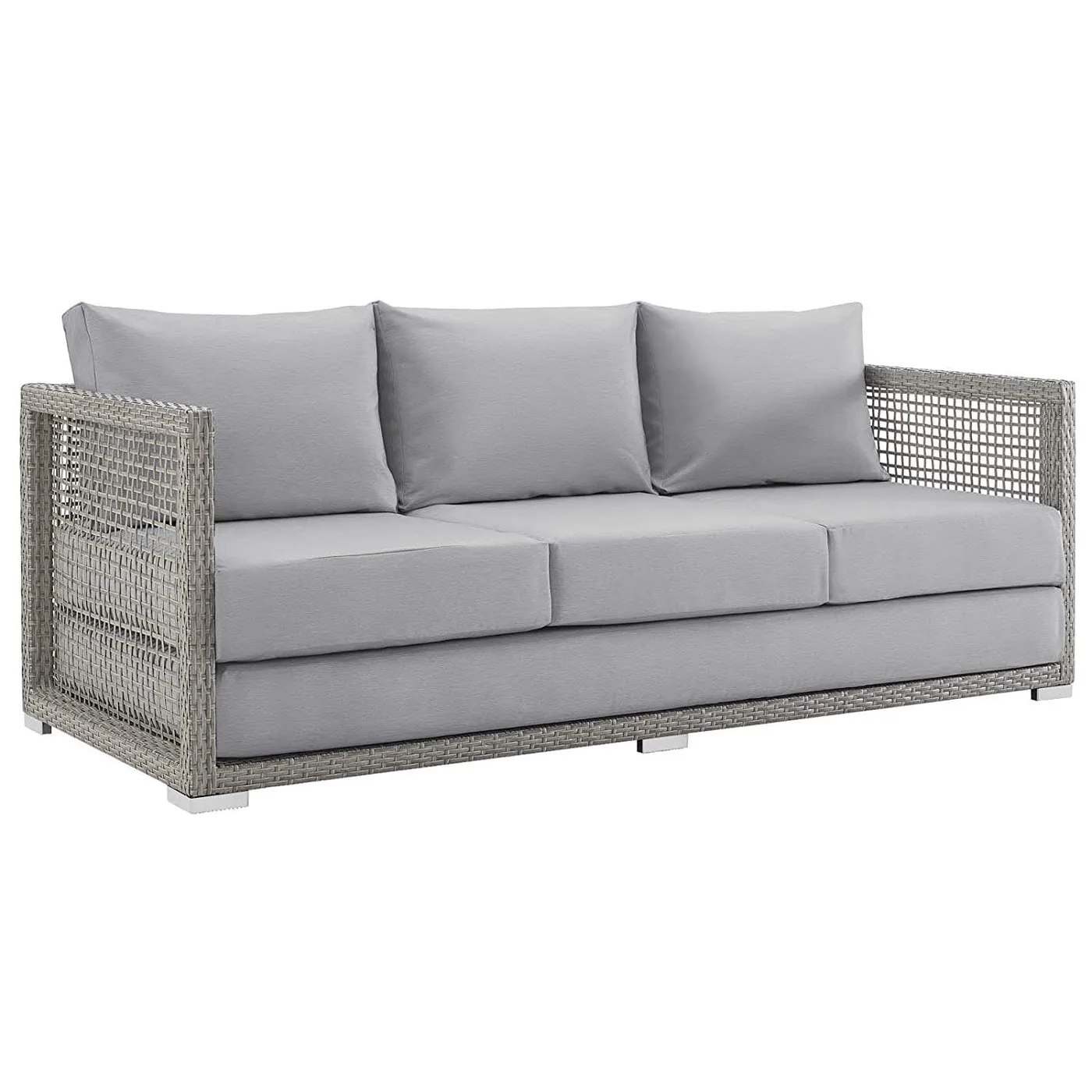 Modway Aura Outdoor Patio Wicker Rattan Sofa Gray