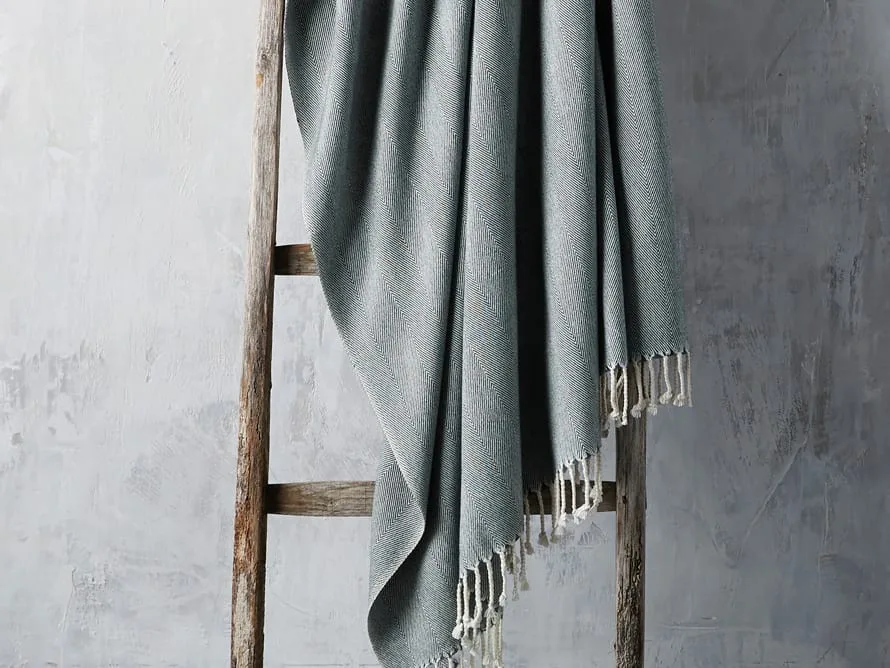 Herringbone Throw in Blue