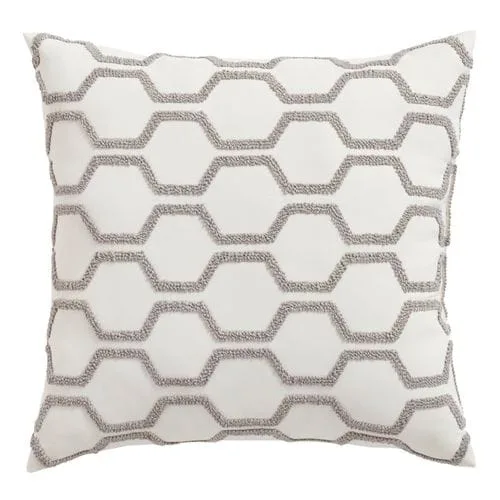 Embellished Hexagons Dark Gray Pillow