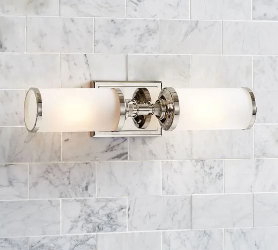 BENCHWRIGHT DOUBLE HORIZONTAL SCONCE, POLISHED NICKEL