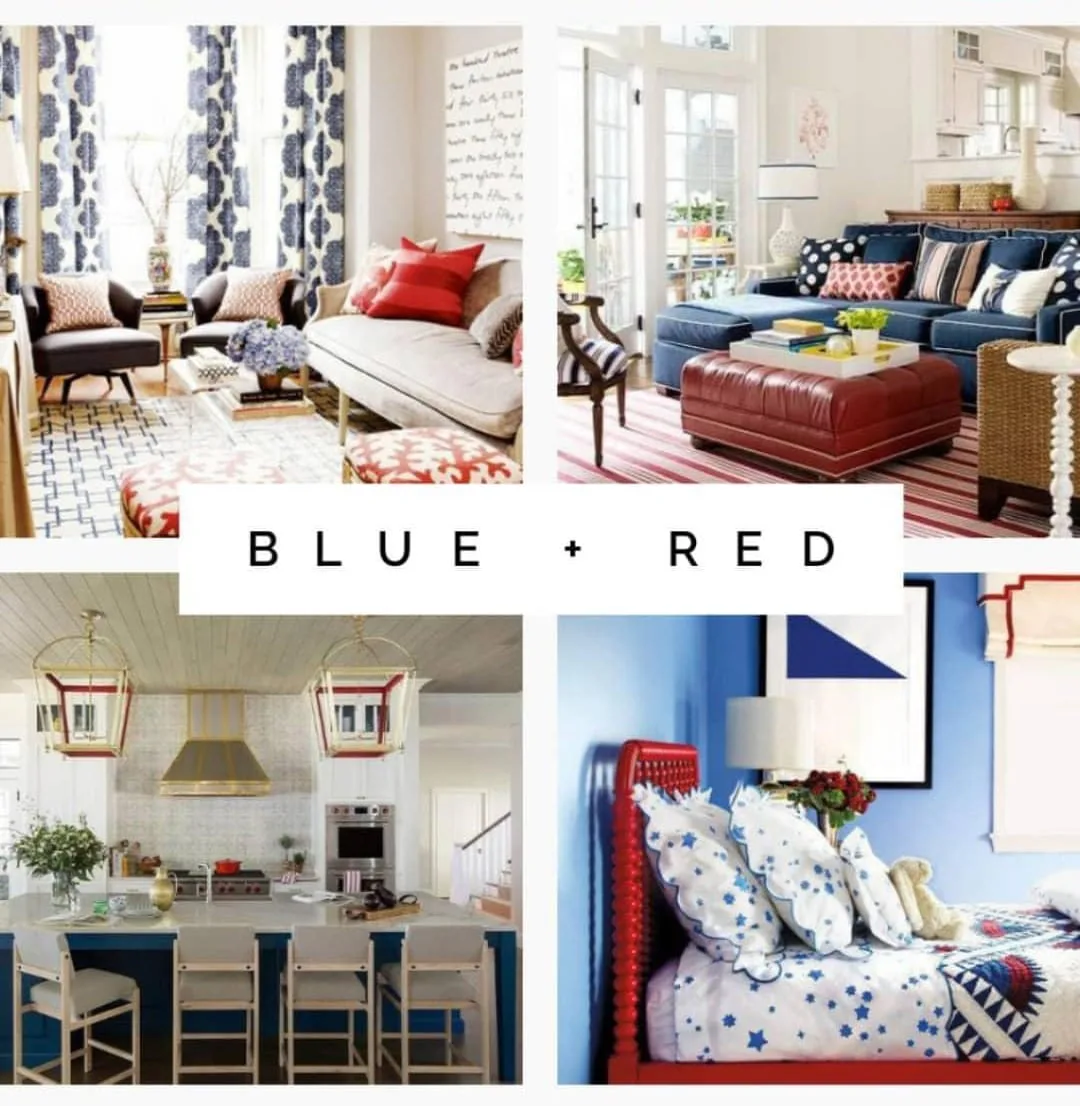 Blue and red interior design examples
