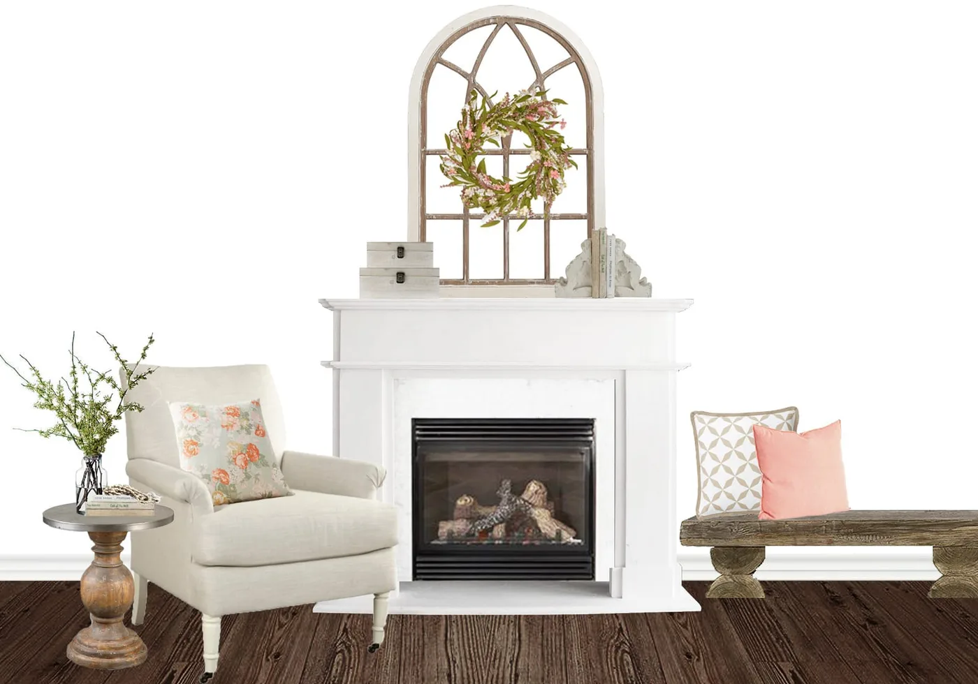 Farmhouse Floral Fireplace