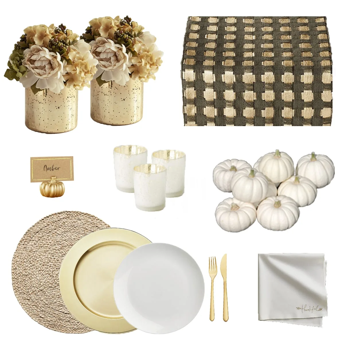 Golden Glam Thanksgiving Table