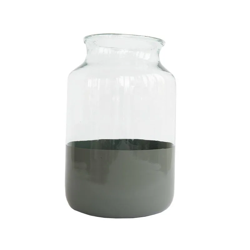 Glass vase with gray base