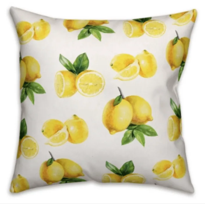 Bright Yellow Lemons Outdoor Pillow