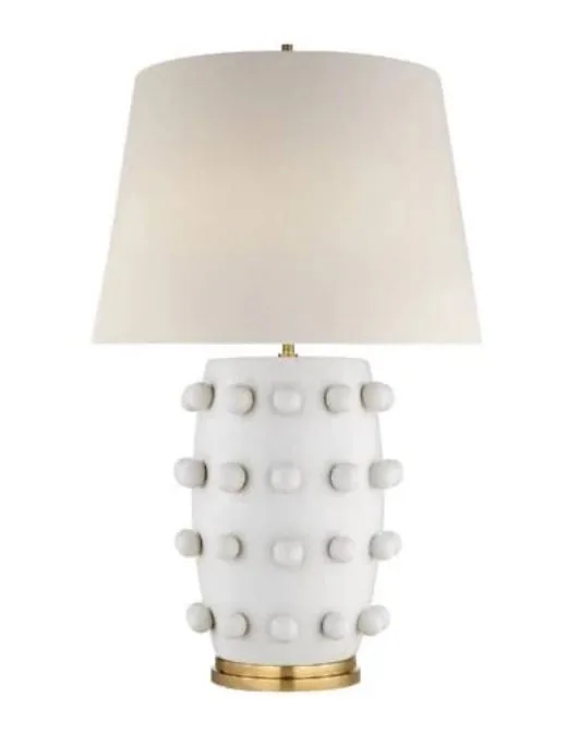 Linden Medium Lamp in Plaster White with Linen Shade