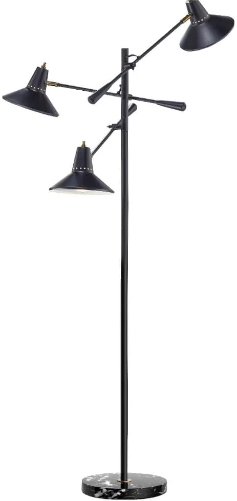 Adesso Nelson 3 Arm Floor Lamp - Black