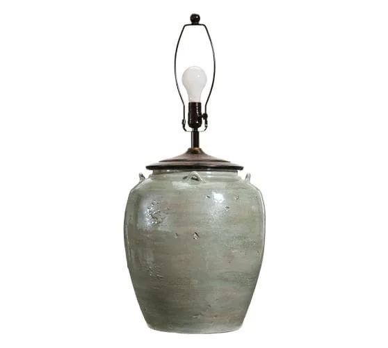 COURTNEY CERAMIC TABLE LAMP BASE, SEAFOAM