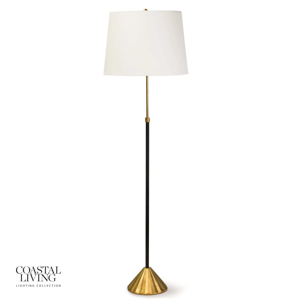 BRASS AND BLACK FLOOR LAMP
