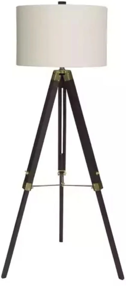 Fangio Lighting Espresso Wood/Brass 60-inch Tripod Floor Lamp