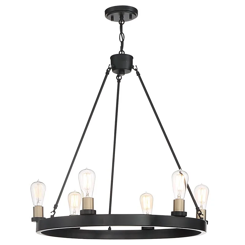 Boaman 6 - Light Candle Style Wagon Wheel Chandelier