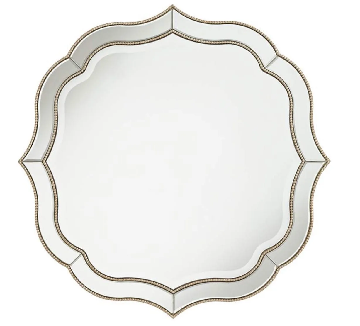 Laureen Champagne 32 Scalloped Round Wall Mirror
