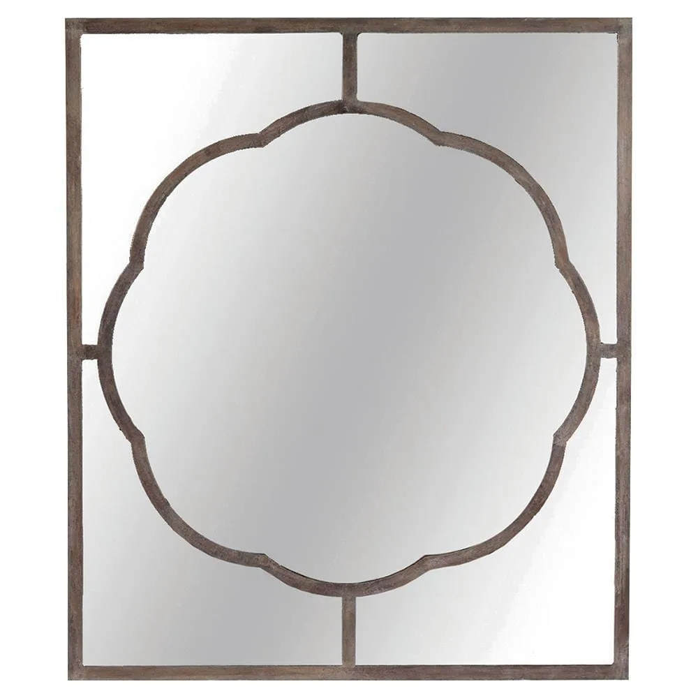 Oliver French Country Scalloped Black Iron Rectangular Wall Mirror