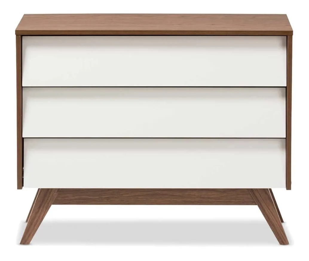 HILSON 3-DRAWER CHEST WHITE/WALNUT