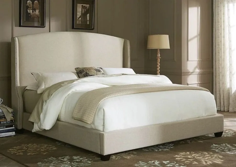 Natural Linen Wing Shelter Upholstered Bedset