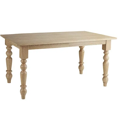 Natural Whitewash Turned Leg Dining Table Farmhouse