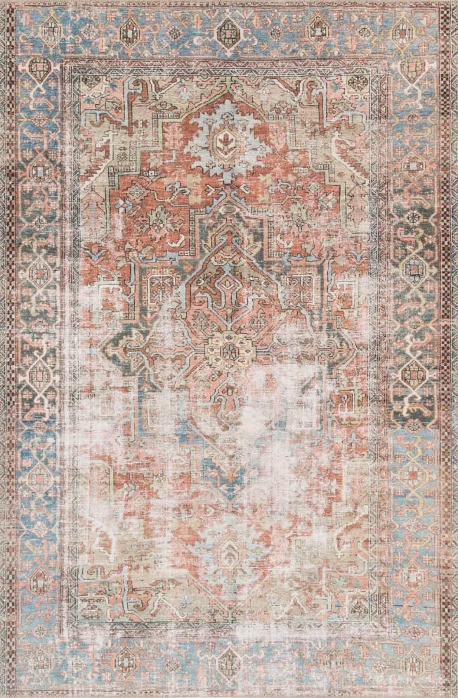 Loloi Loren Terracotta and Sky Rectangular: 5 Ft. x 7 Ft. 6 In. Rug
