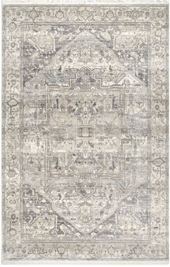 Silver Tribal Medallion Area Rug
