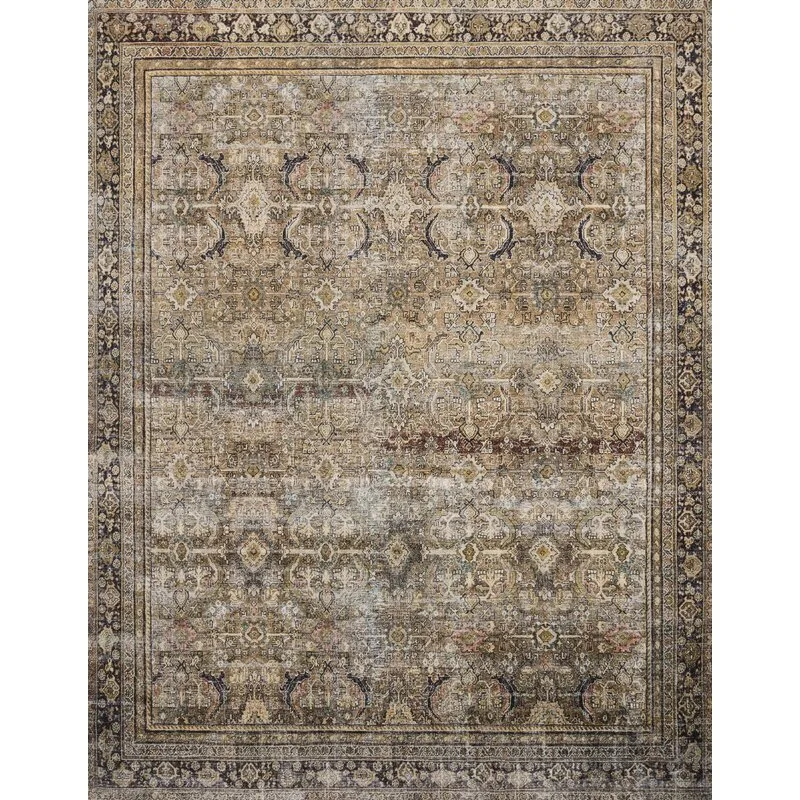 Giacinto Oriental Olive/Charcoal Area Rug