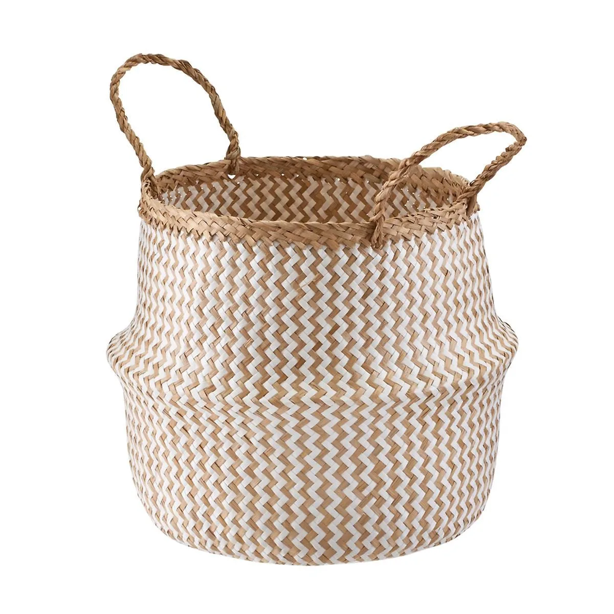 Medium Seagrass BellyBasket Chevron Natural/White