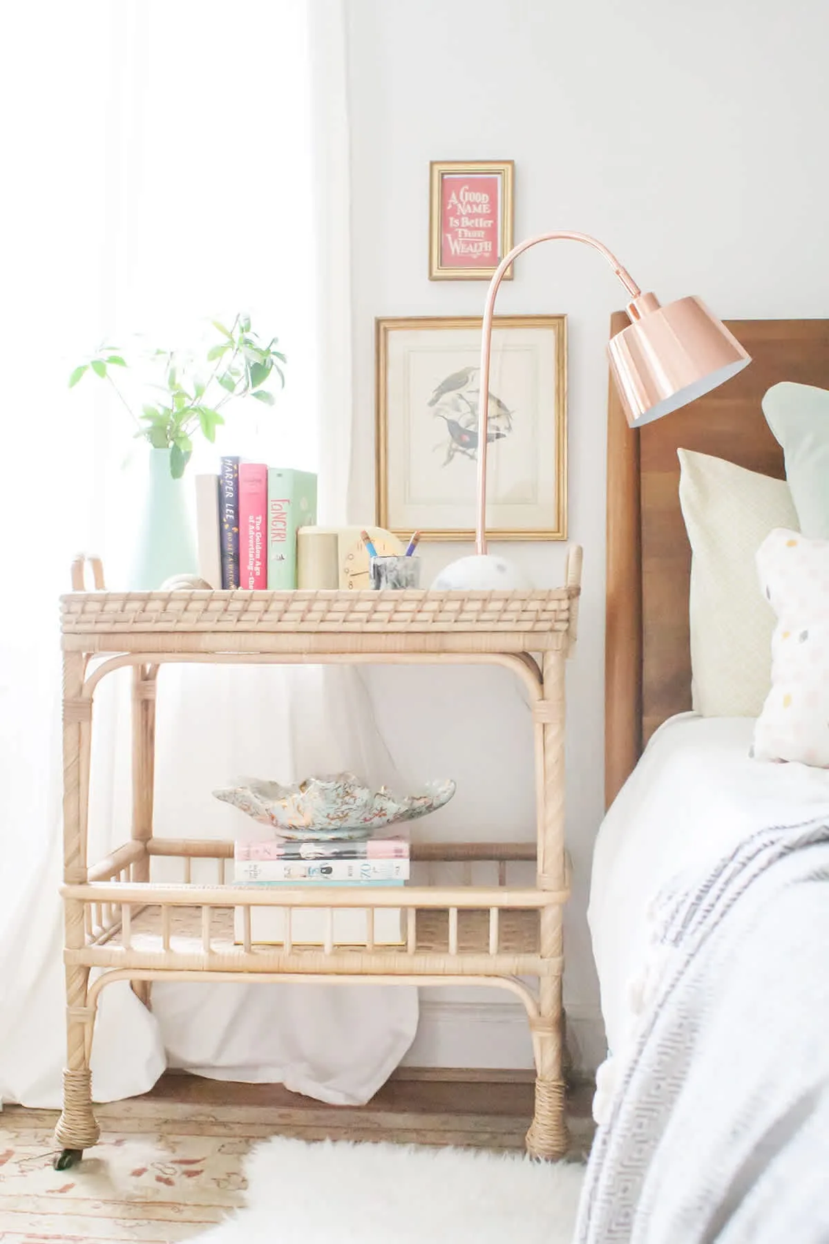 Bar cart bedside table