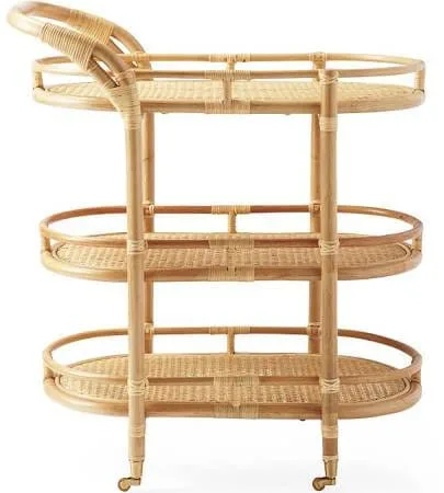 Rattan bar cart