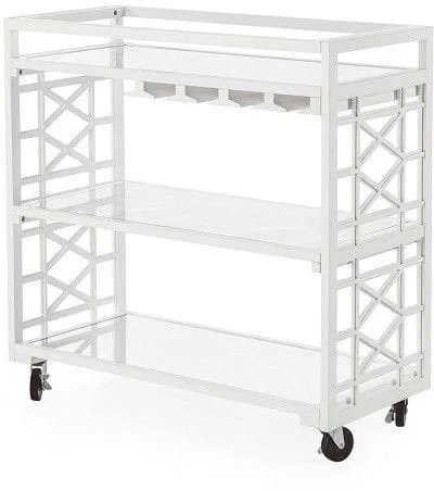 White fretwork bar cart