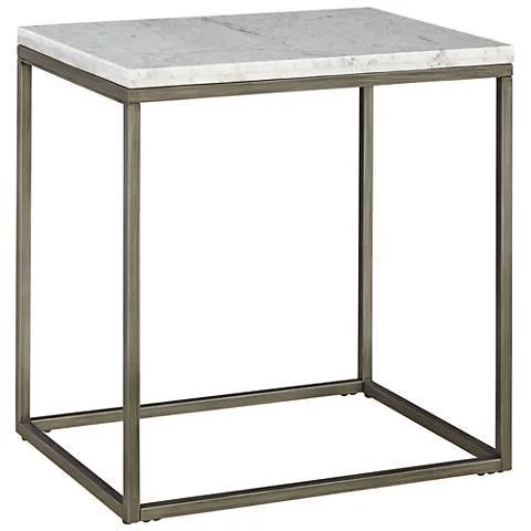 Alana Steel and White Marble Top Rectangular End Table