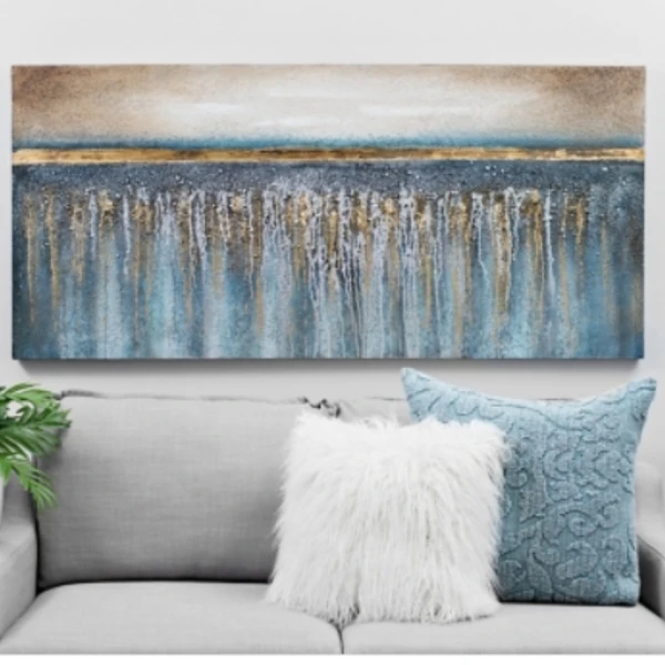 Blue and Gold Sparkle Canvas Art Print