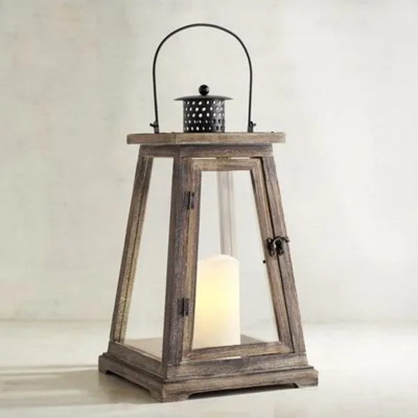 Newport Brown Wood Lanterns-Medium