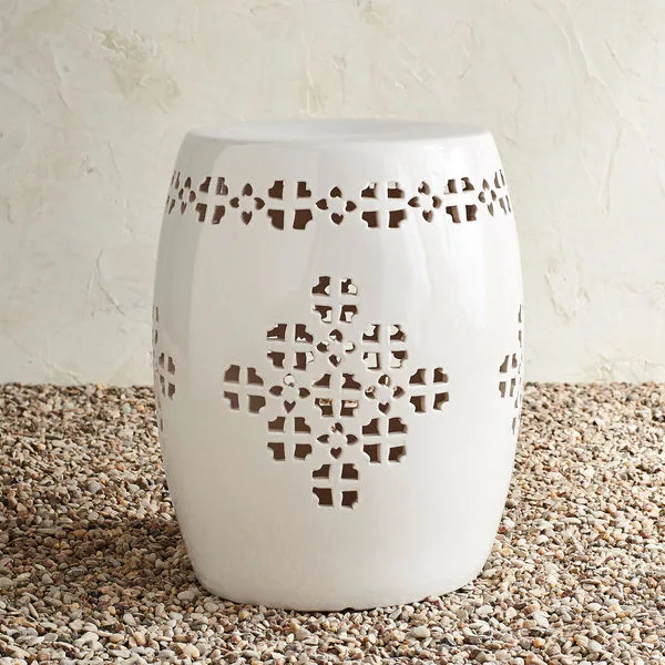 White Garden Stool