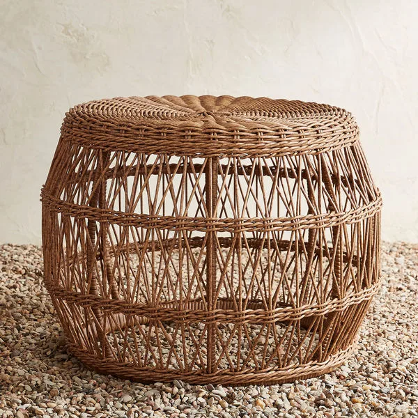 Emery Light Brown Woven Ottoman