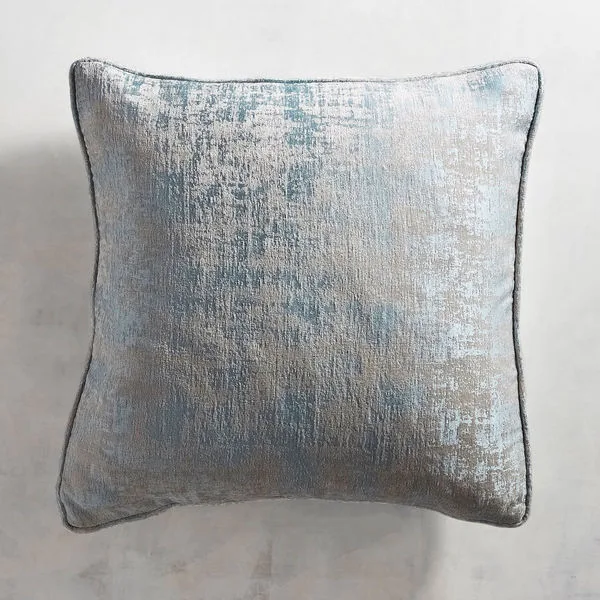 Vintage-Style Chenille Canal Blue Pillow