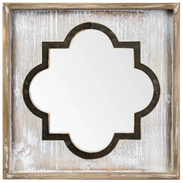 Wilner Whitewashed Rustic Wood Accent Mirror