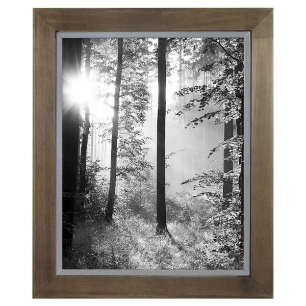 Raw Wood with Metal Edge Frame