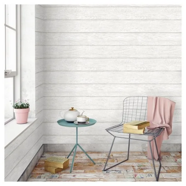 Devine Color Textured Shiplap Peel & Stick Wallpaper -Mirage