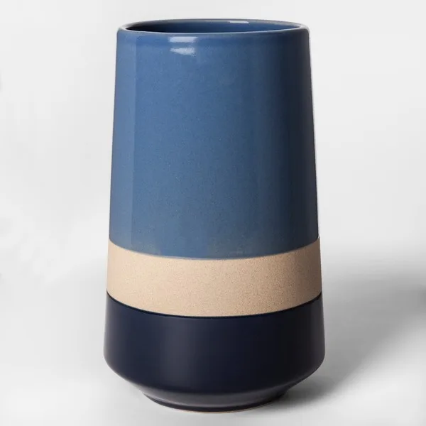 Clay Stripe Vase - Blue