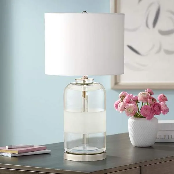 Kathy Ireland Moderne Sandblast Texture Glass Table Lamp