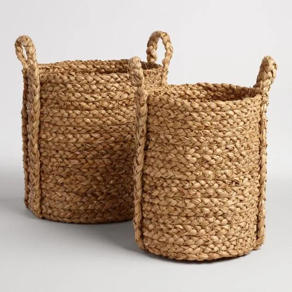 Natural Hyacinth Braided Cameron Tote Basket - Small