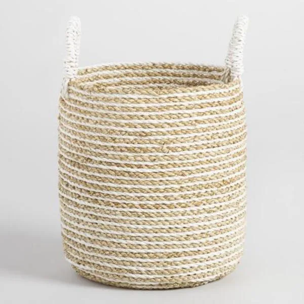 Small Striped Seagrass Bianca Tote Basket