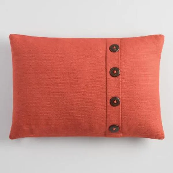 Chili Basket Weave Cotton Lumbar Pillow