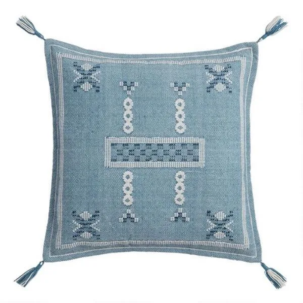 Woven Playa Indoor Outdoor Throw Pillow-Blue